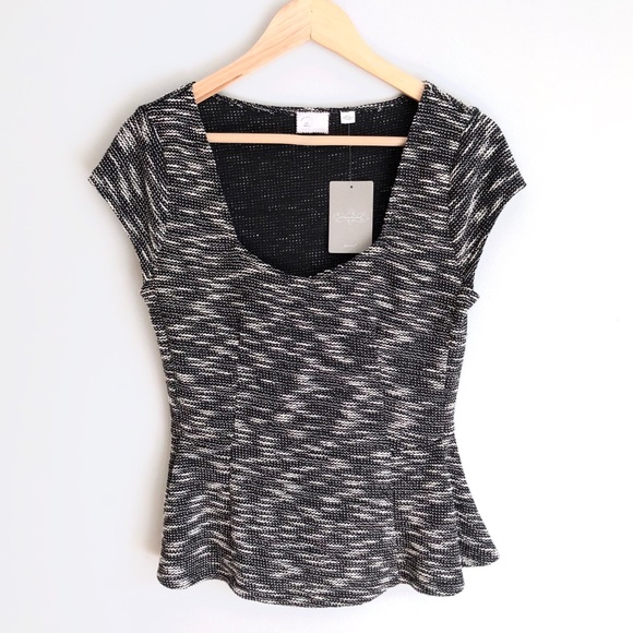 Anthropologie Sweaters - Anthropologie Black & White Knit Peplum Top